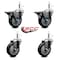 Service Caster 4'' Black Poly Wheel Swivel 7/16'' Grip Ring Stem Caster Set 2 Brakes, 4PK SCC-GR20S414-PPUB-BLK-PLB-716138-2S2 - alternate 5
